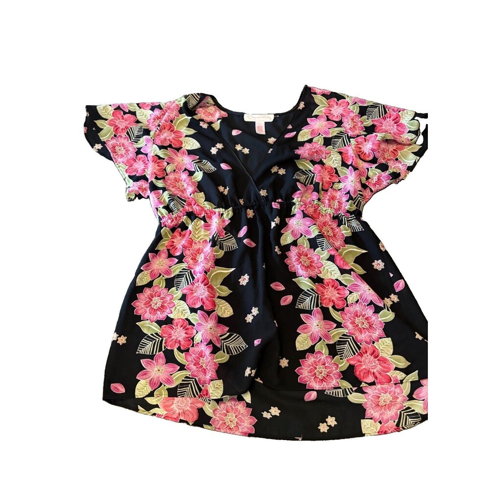 Oscar de La Renta Pink Label Floral L Women’s Shirt Sheer Vintage Romantic 90s